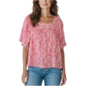 Style & Co. Pink Coral Floral 100% Cotton Women's Top Blouse XXL